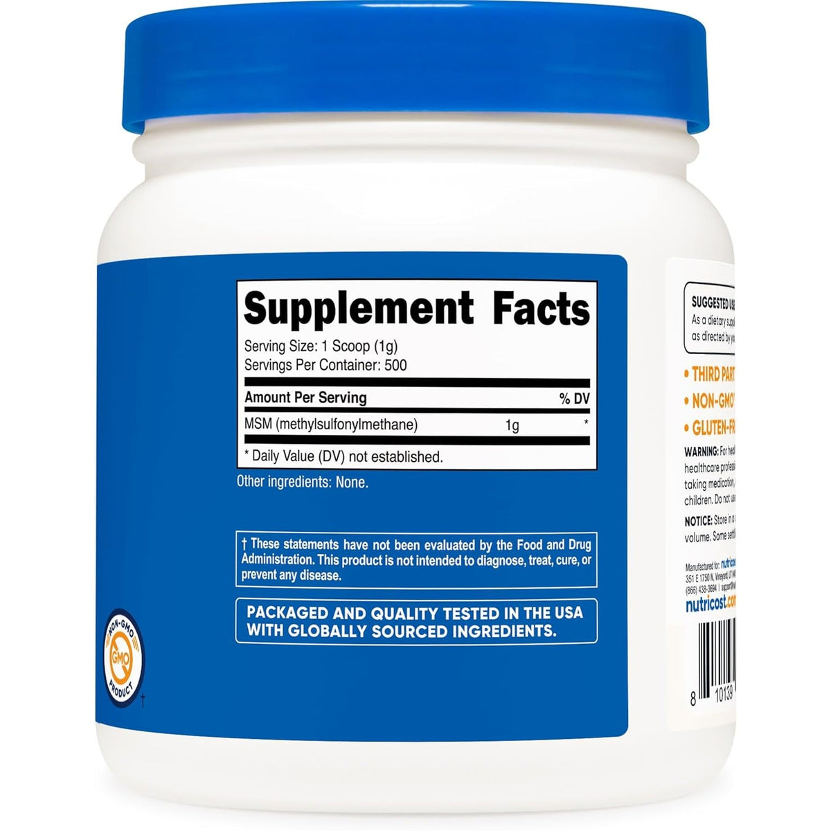 Nutricost Pure MSM Powder 500 Grams (Methylsulfonylmethane)