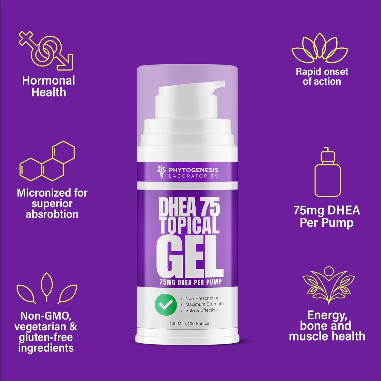 DHEA 75 – 75Mg DHEA per Pump – Promotes Healthy Aging, Healthy Mood, Immune Support, Balanced Levels and Overall Health – One Month Supply (1)