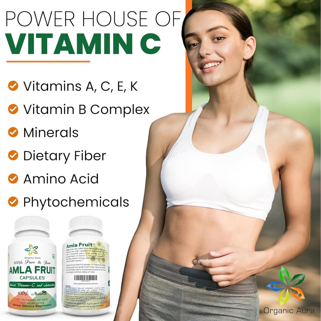 AMLA Capsules. 1000Mg per Serving, 120 Veg Capsules. Raw Green Whole Superfood. All Natural, Fresh and Original. No GMO and Gluten Free.