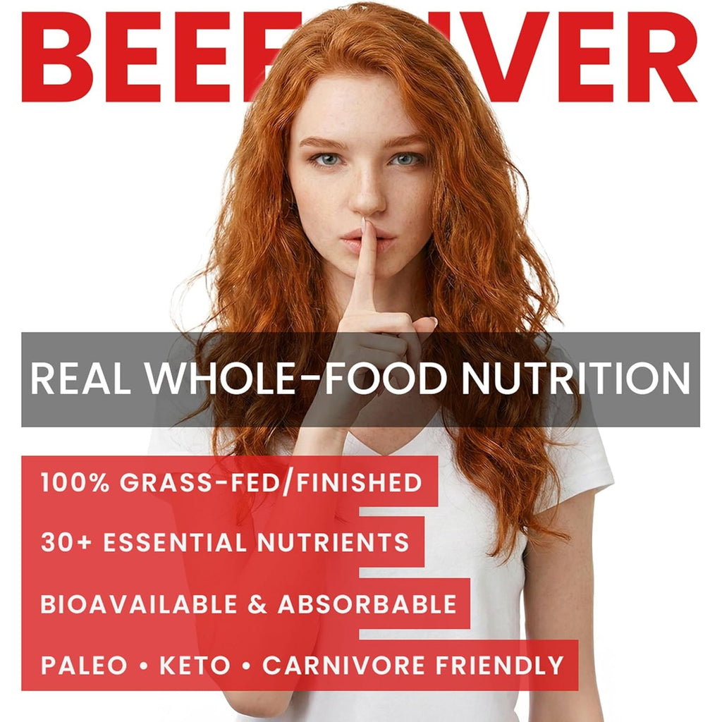 Beef Liver Capsules – Usa-Made (Value Pack) Whole Food Source of 30+ Bioavailable Nutrients: Vitamin A, B12, Folate, Heme Iron, Zinc for Energy, Immunity, Skin – 100% Grass-Fed Beef Organ Supplement