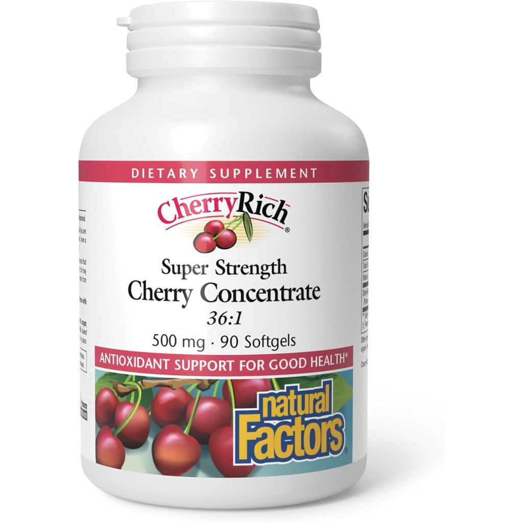 Cherryrich by Natural Factors, Super Strength Cherry Concentrate, Antioxidant Support for Healthy Joints and Uric Acid Metabolism, 90 Softgels (90 Servings)