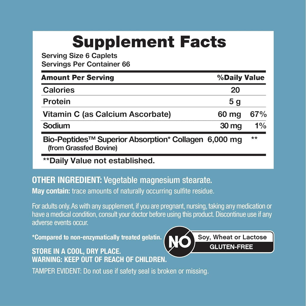 Neocell Collagen Peptides Pills | 400 Caplets | Grass Fed | with Vitamin C | Superior Absorption Formula | for Women and Men