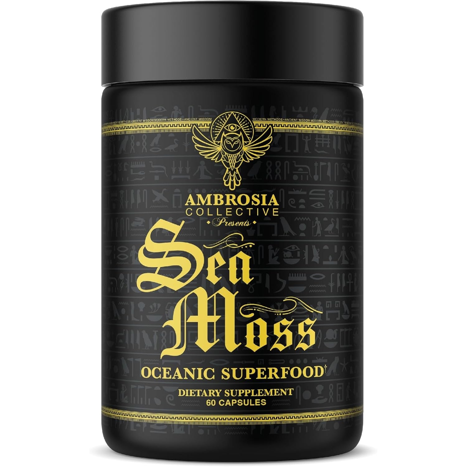 Ambrosia Organic Irish Sea Moss Capsules | Organic Sea Moss 500Mg | Rich in Iodine, Potassium & Vitamins | Thyroid, Digestion & Immune Support | 120 Veggie Capsules (60 Day Supply)