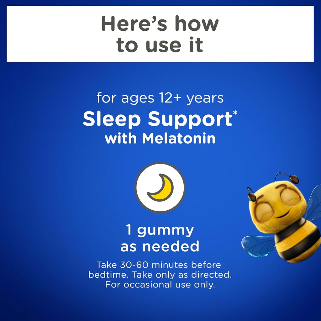 Zarbee'S Melatonin Gummies 3Mg Sleep Supplement to Promote Peaceful Sleep, Natural Mixed Fruit Flavor, Adults Gummy Age 12 Up, 60 Count