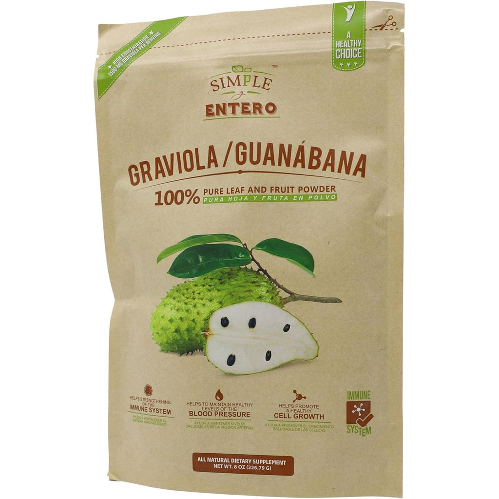 Graviola/Guanábana (Soursop) Supplement, 100% Pure Leaf & Fruit Powder, No Additives or Fillers, 8 Oz Resealable Bag