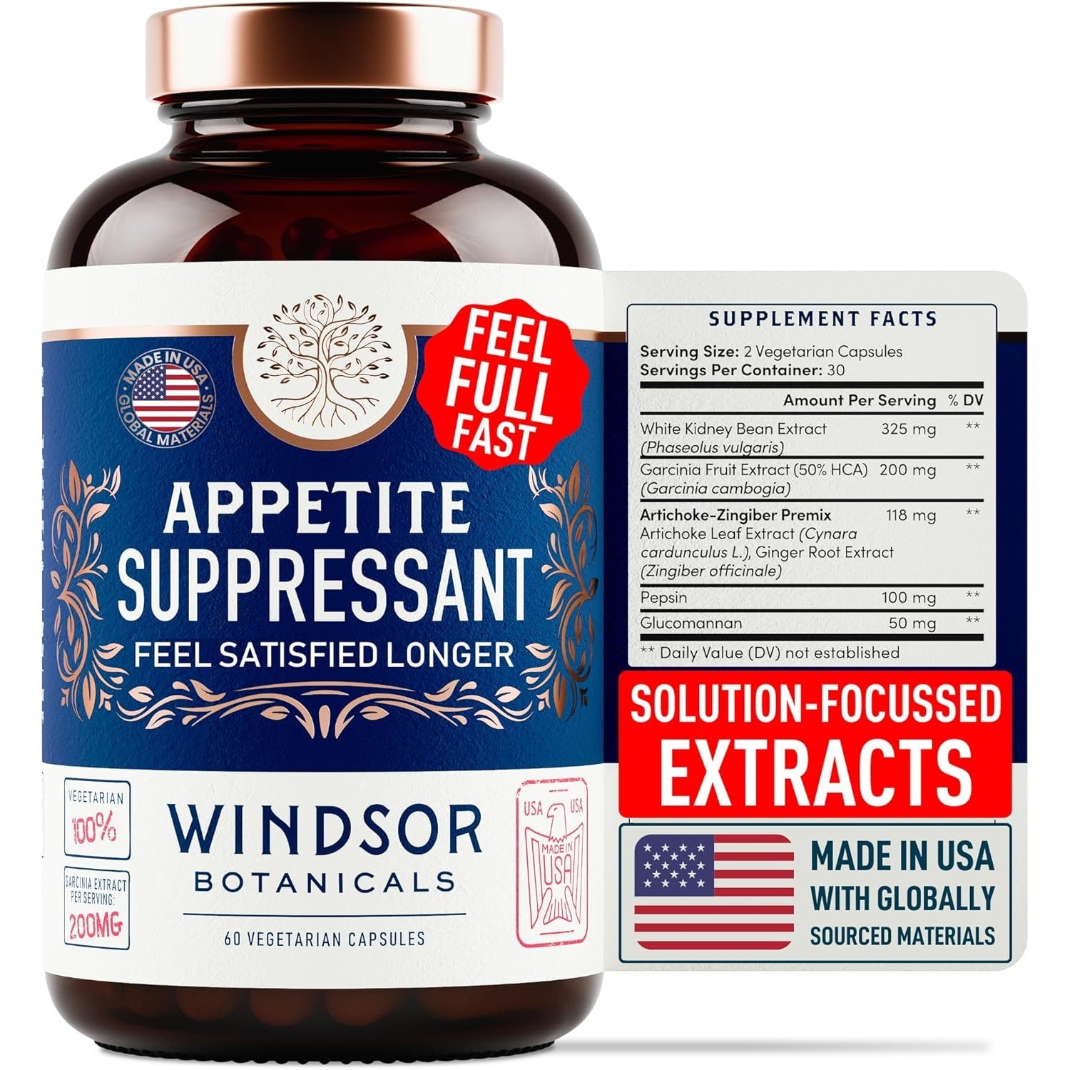 Appetite Suppressant for Weight Loss - Garcinia Cambogia Weight Loss Pills, White Kidney Bean Extract, Artichoke, Glucomannan - Hunger & Craving Suppressant, Metabolism Booster - 60 Veggie Diet Pills