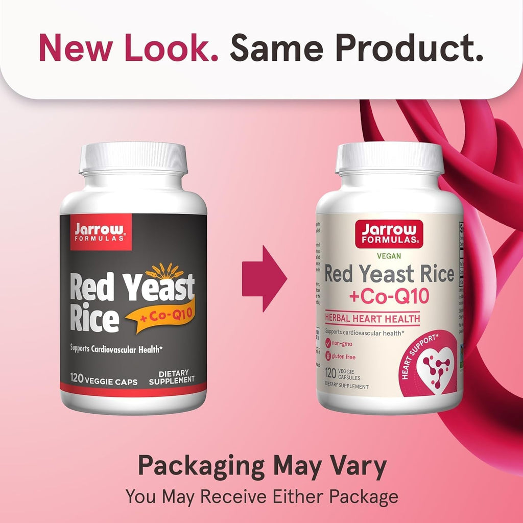 Jarrow Formulas Red Yeast Rice 1200 Mg & Coq10 100 Mg per Serving - 120 Veggie Caps, 60 Servings - Herbal Heart Health Dietary Supplement - Supports Cellular Health - Vegan (Pack of 2)