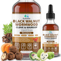 Wormwood Black Walnut Clove Cleanse for Human Drops, 19-In-1 Triple-Action Gut Detox & Digestive Wellness Organic Wormwood Tincture W. Soursop Pumpkin Garlic Oil of Oregano, Vegan