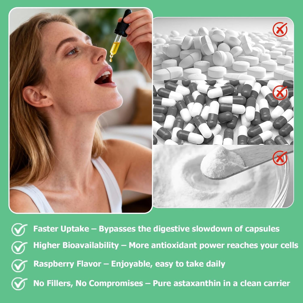 Astaxanthin Supplement 12Mg Liquid Drops, Premium Natural Astaxanthin Antioxidant from Fresh Microalgae Source W. Mct Oi for Eye Immune Joint Skin Health, Liquid Formula for Max Absorption