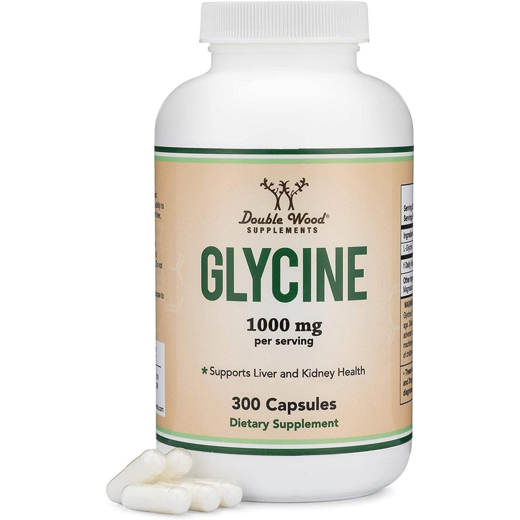 Glycine Supplement - 1,000Mg Glycine Powder per Serving (300 Capsules) the Relaxing Amino Acid (Glicina) (Third Party Tested, Gluten Free, Non-Gmo) by Double Wood