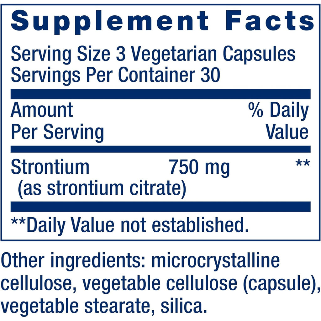Life Extension Strontium Caps, Trace Mineral for Advanced Bone Health Support, Gluten Free, Non-Gmo, Vegetarian, 90 Capsules