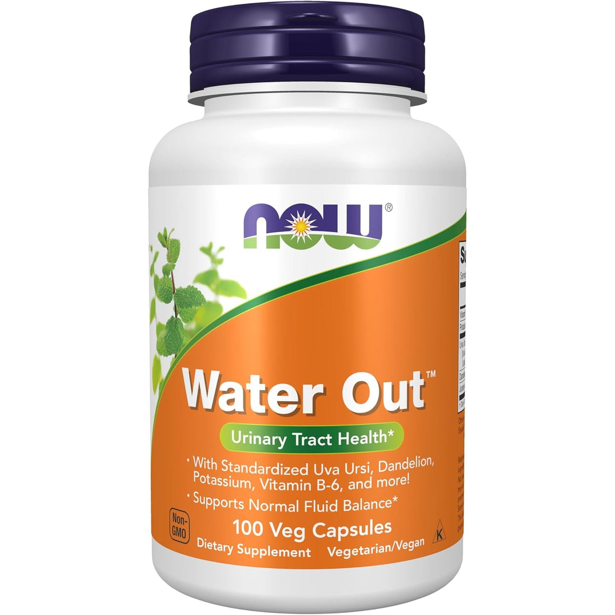 NOW Foods Supplements, Water Out with Standardized Uva Ursi, Dandelion, Potassium and Vitamin B-6, 100 Veg Capsules