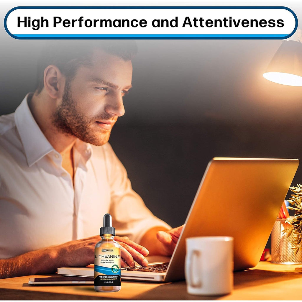SBR Nutrition Liquid L-Theanine Drops | All Natural, Vegan, Alcohol Free, Non-Gmo | for Sleep Aid, Calm, Relaxation, Focus without Drowsiness | Synergistic with Coffee or Caffeine