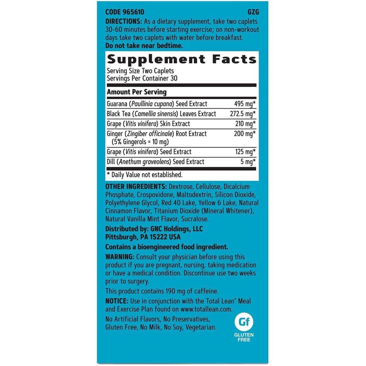 GNC Total Lean Burn 60, Clinically Proven Thermogenic Formula, 30 Servings