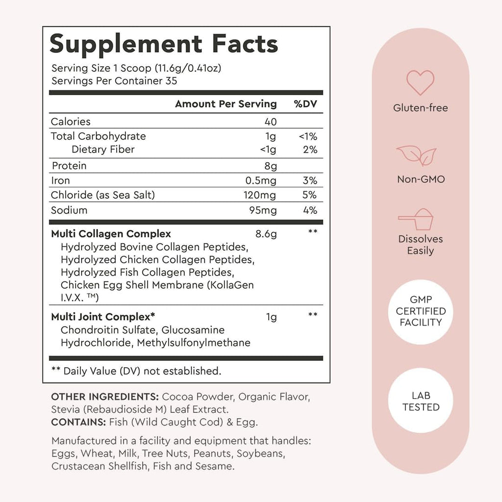 Alaya Multi Collagen Powder - Type I, II, III, V, X Hydrolyzed Collagen Peptides Protein Powder Supplement with MSM + GC (Chocolate)