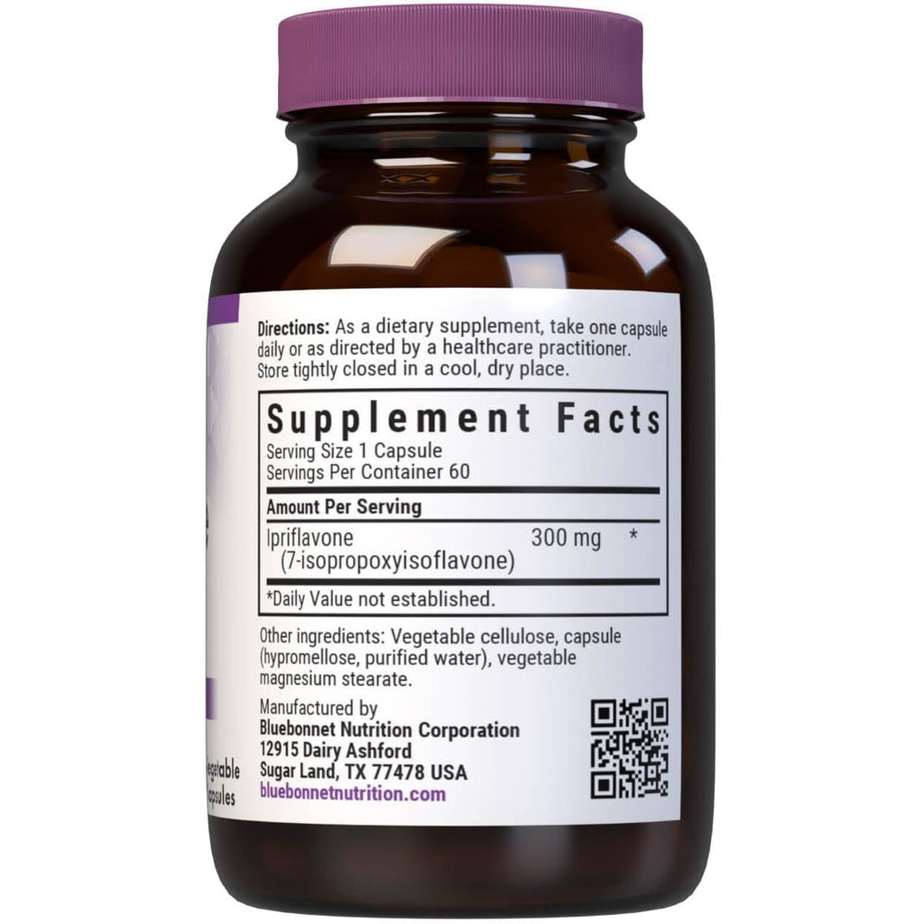 Bluebonnet Nutrition Ipriflavone 300Mg – for Bone Health* – Ostivone Source - Non-Gmo, Vegan, Kosher Certified, Gluten-Free, Soy-Free, Dairy-Free – 60 Vegetable Capsules, 60 Servings