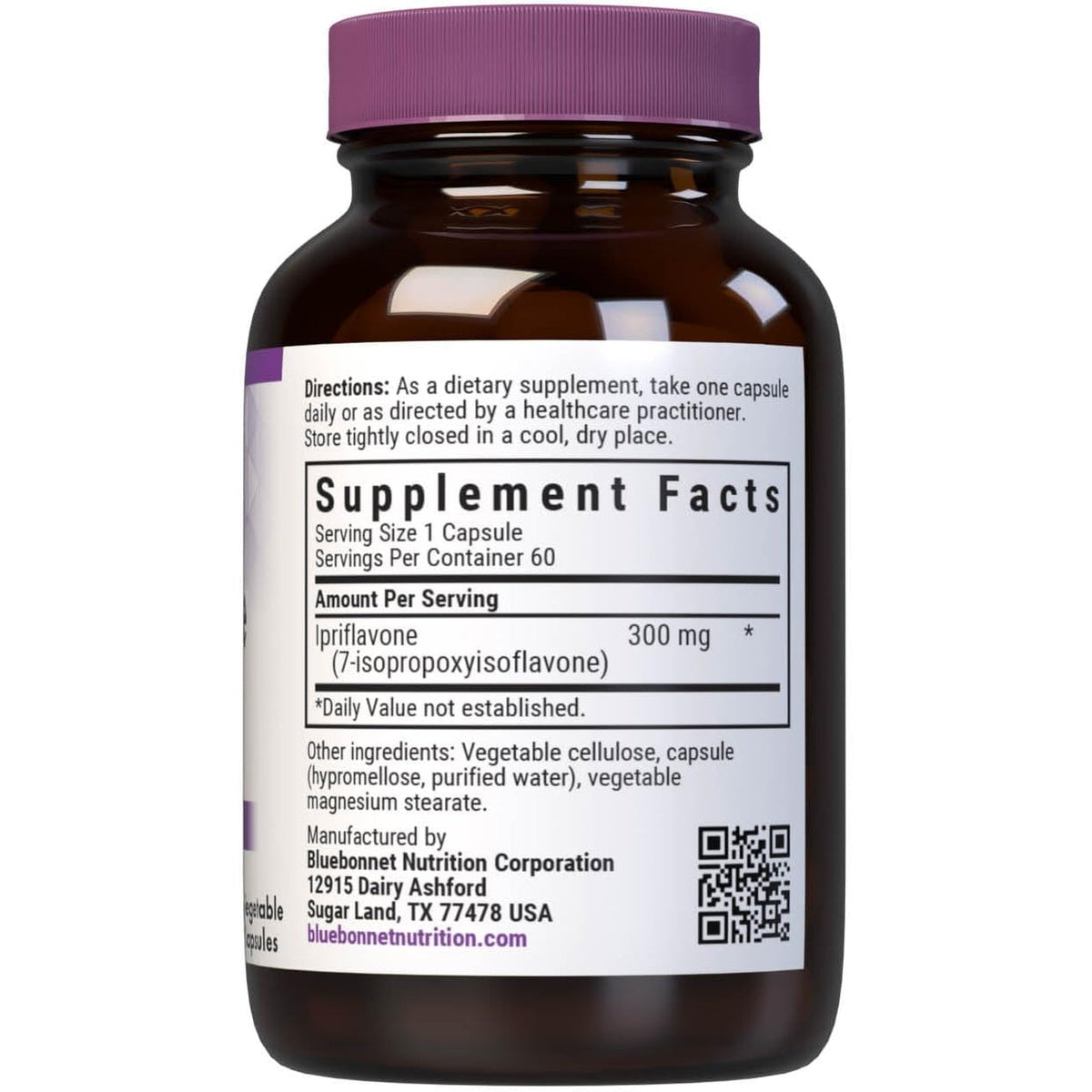 Bluebonnet Nutrition Ipriflavone 300Mg – for Bone Health* – Ostivone Source - Non-Gmo, Vegan, Kosher Certified, Gluten-Free, Soy-Free, Dairy-Free – 60 Vegetable Capsules, 60 Servings