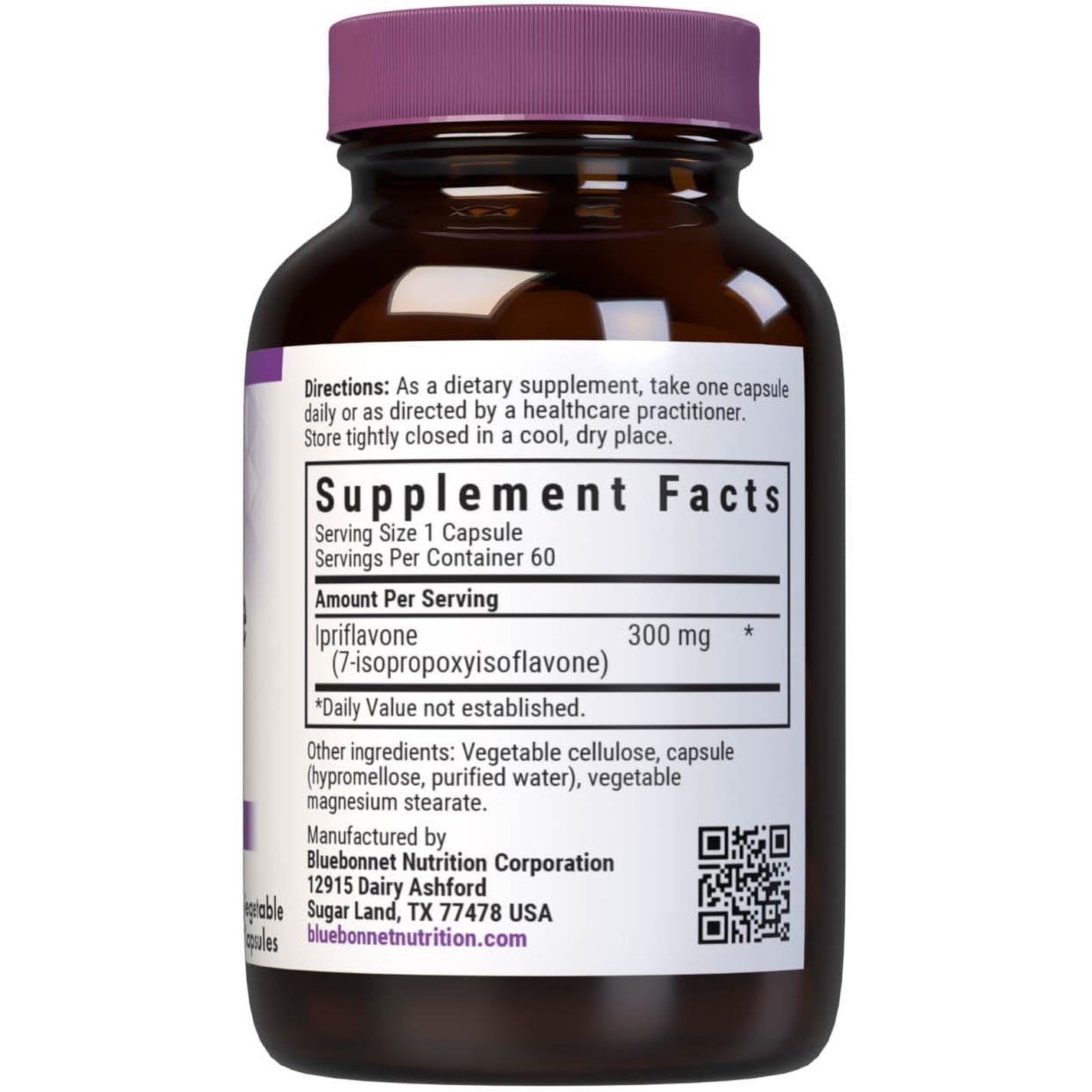 Bluebonnet Nutrition Ipriflavone 300Mg – for Bone Health* – Ostivone Source - Non-Gmo, Vegan, Kosher Certified, Gluten-Free, Soy-Free, Dairy-Free – 60 Vegetable Capsules, 60 Servings