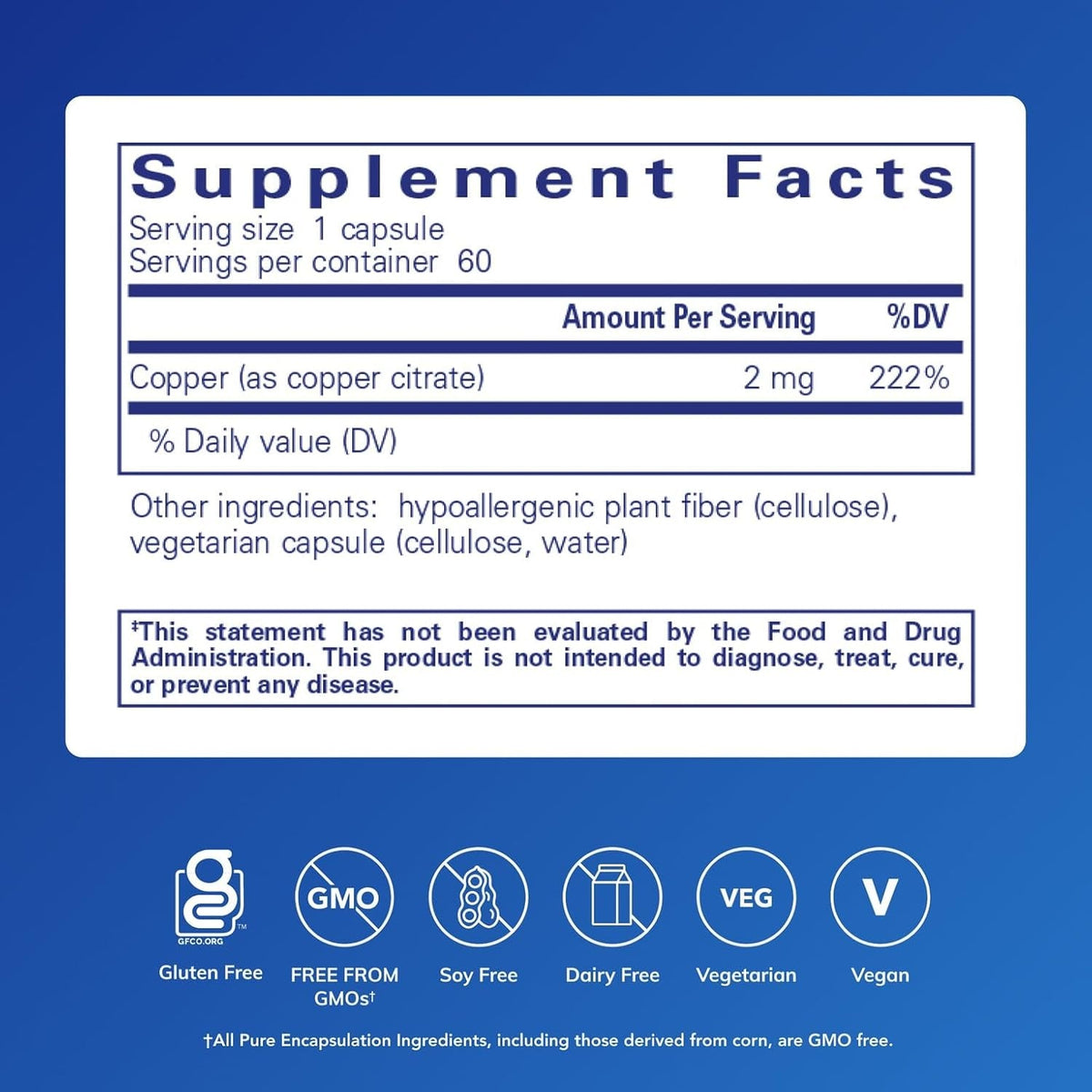 Pure Encapsulations Copper (Citrate) | Highly Bioavailable Form of Copper | 60 Capsules