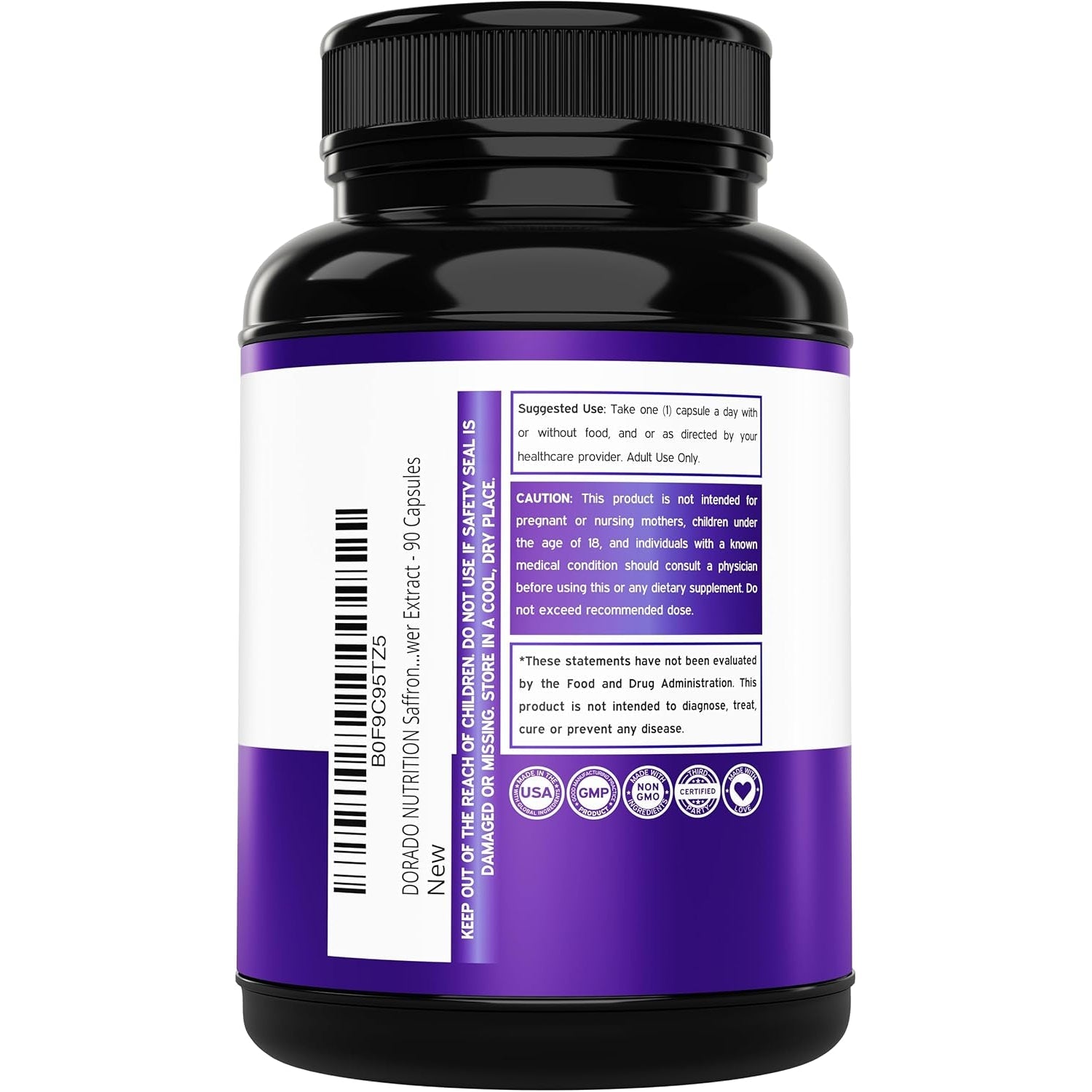 Saffron Supplements for Mood, Energy & Vision Support (3 Month Supply) Pure Saffron Extract 88.5Mg per Serving - Vegan Safe, Gluten Free, Third Party Tested & Non GMO - USA Made (90 Veggie Capsules)
