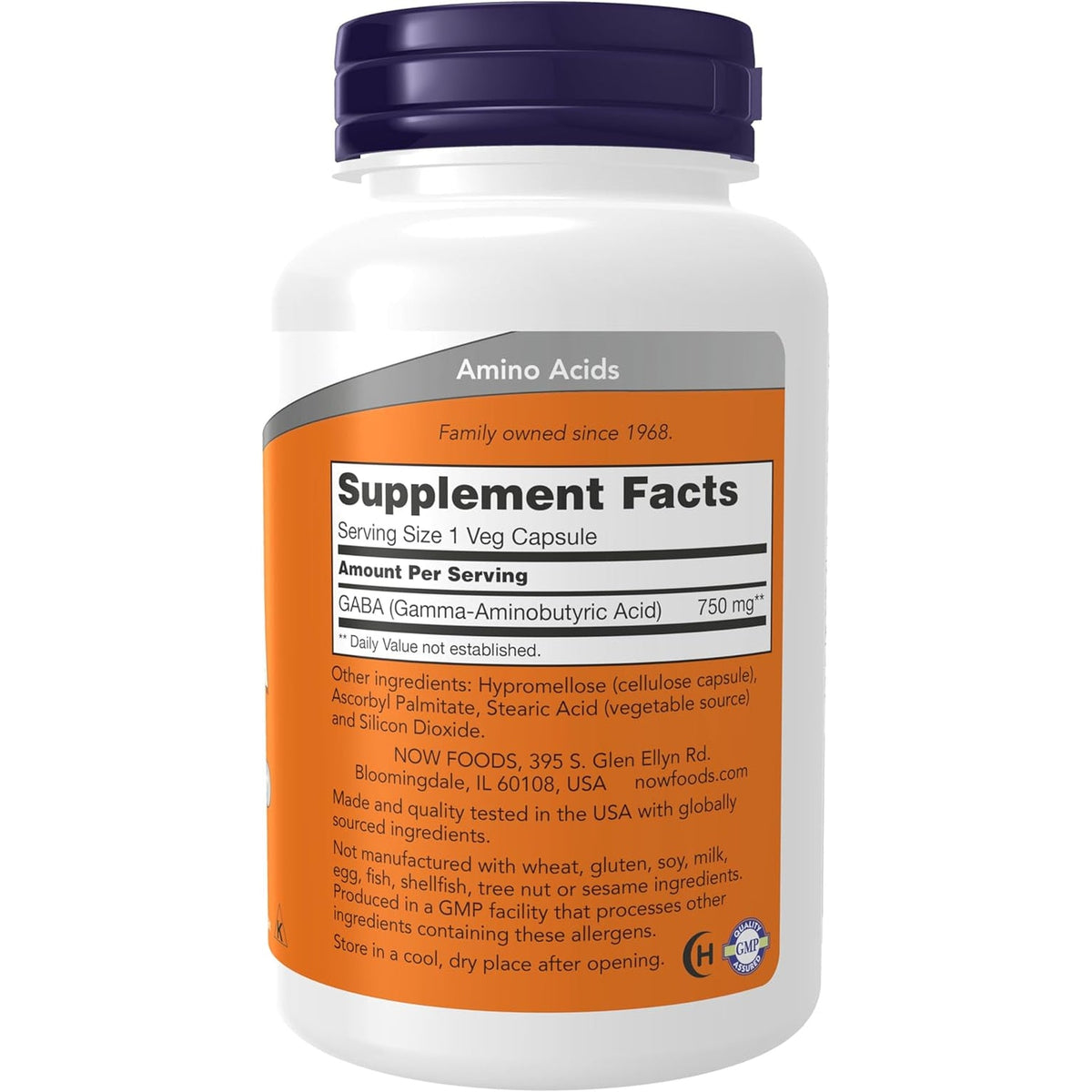 NOW Foods Supplements, GABA (Gamma-Aminobutyric Acid) 750Mg, Neurotransmitter Support*, 100 Veg Capsules