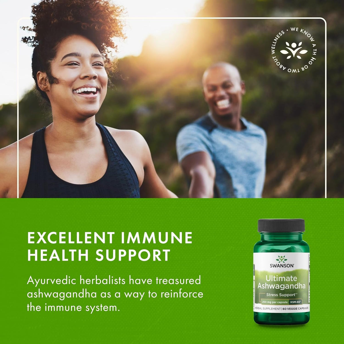Swanson Ultimate Ashwagandha KSM-66 - Herbal Supplement Supporting Healthy Stress Levels & Relaxation - Natural Formula to Promote a Calm & Relaxed Mindset - (60 Veggie Capsules, 250Mg Each)