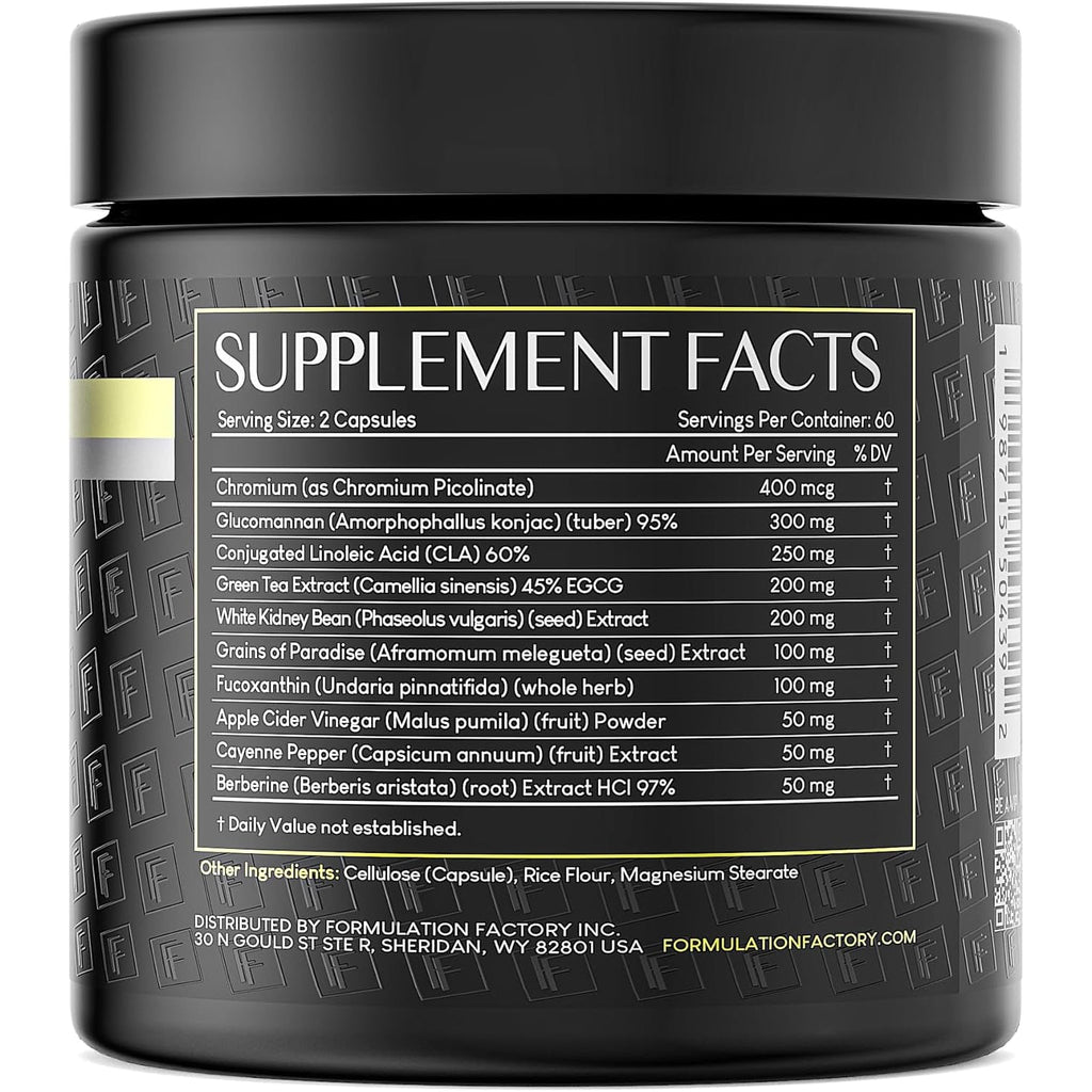 Formulation Factory Melt Mode Appetite Suppressant for Weight Loss, Appetite Suppressant for Women, Metabolism Booster for Weight Loss, Diet Pills with Glucomannan, Green Tea, Berberine, 120 Capsules