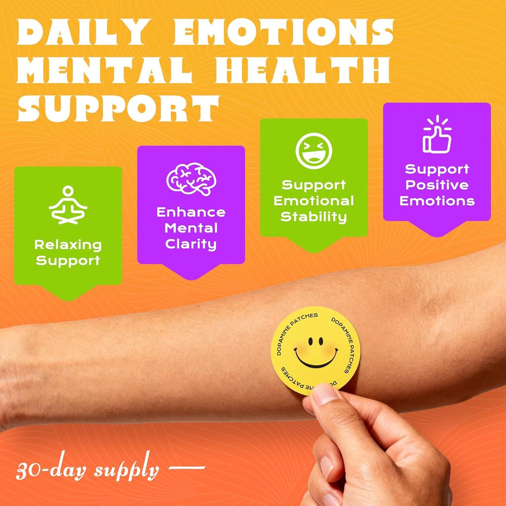 Dopamine Patches Extra Strength, Mood Support Patches for Daily Mood Boost & Positivity Support, Motivation (30 Pcs)