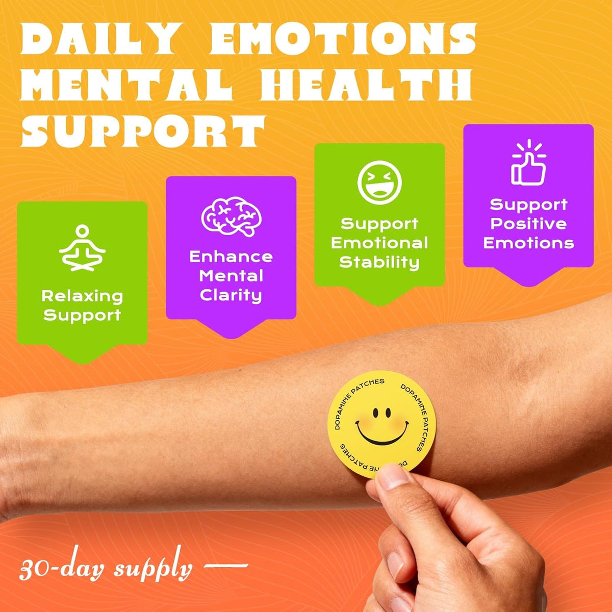 Dopamine Patches Extra Strength, Mood Support Patches for Daily Mood Boost & Positivity Support, Motivation (30 Pcs)