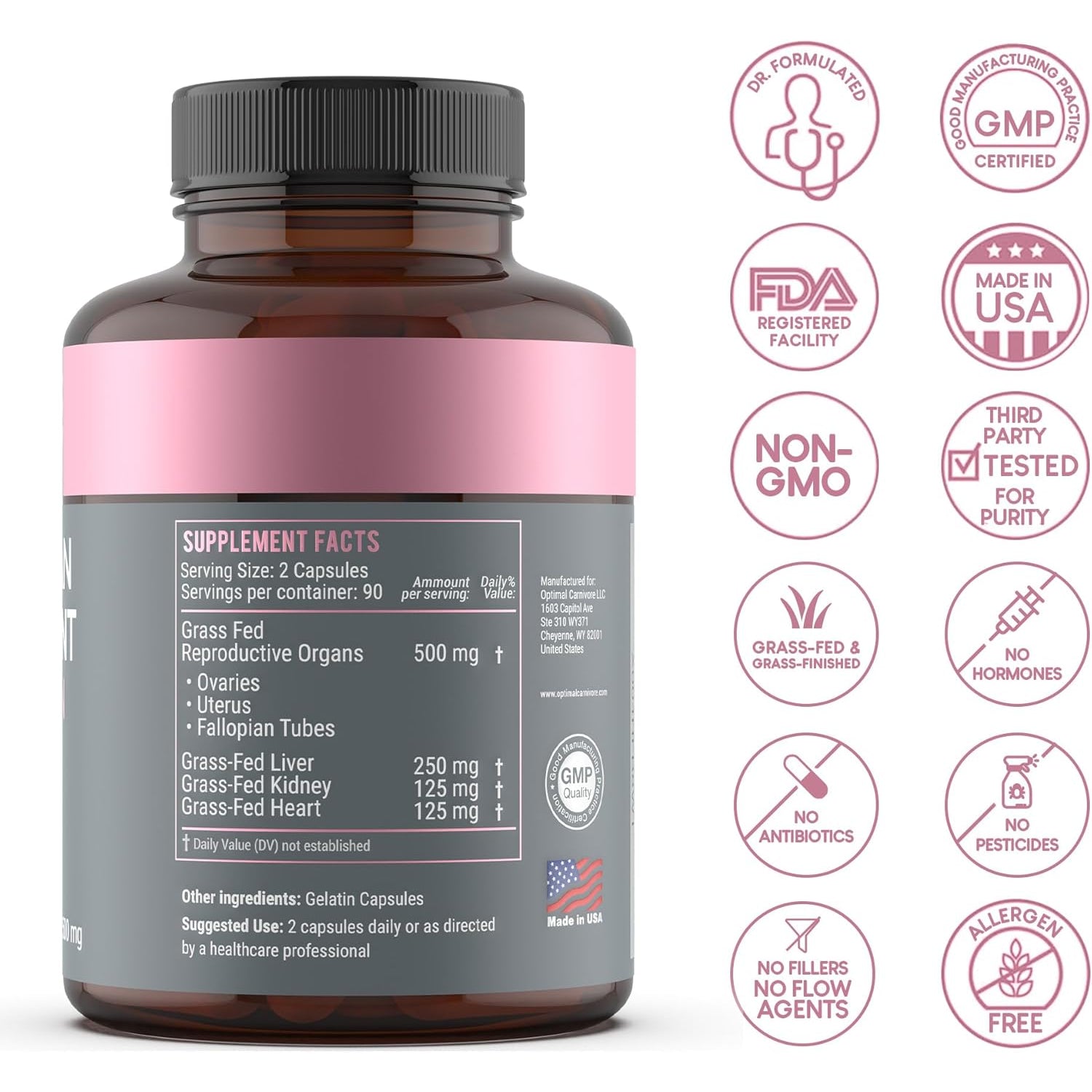 Beef Organ Supplement for Women | Supports Hormone Balance | Ovary, Uterus & Reproductive Nourishment + Liver, Kidney & Heart for Cycle Harmony, Mood Ease & Feminine Energy | 90 Day Supply