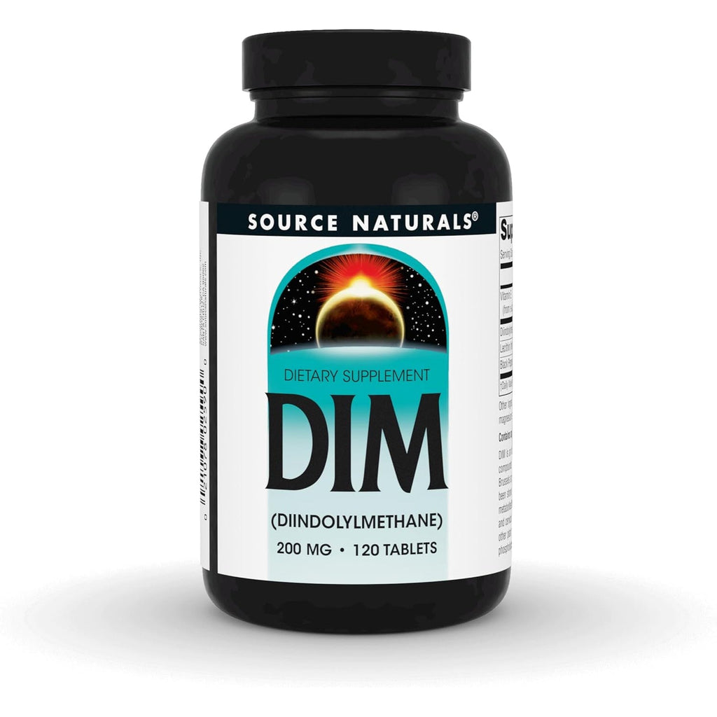 Source Naturals DIM, Diindolylmethane 200Mg with Bioperine, Vitamin E & More - 120 Tablets