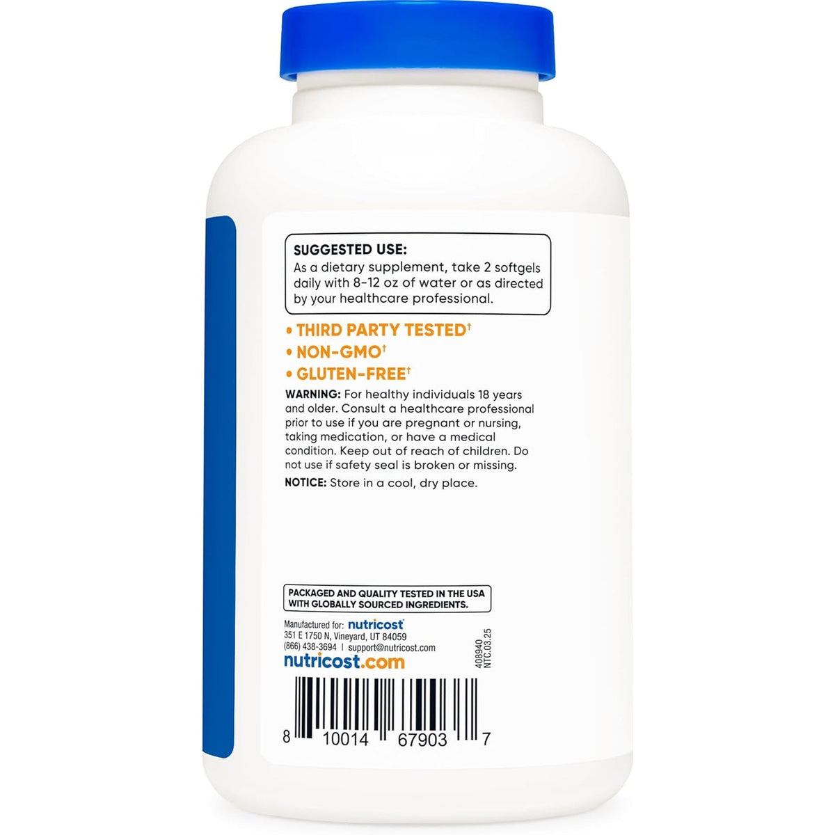 Nutricost Beta Sitosterol 120 Softgels, 500Mg - Non-Gmo, Gluten Free Supplement, 60 Servings