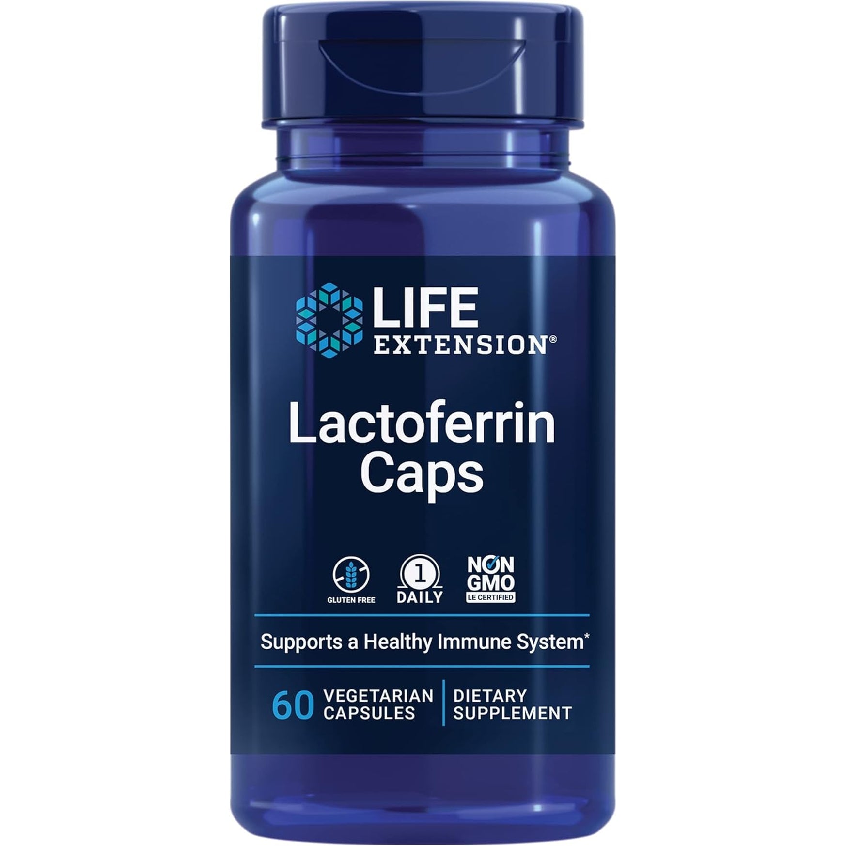 Life Extension Lactoferrin Caps, Healthy Immune Response, GI Support, Vision Health, Gluten-Free, Non-Gmo, 1-Daily, Vegetarian, 60 Capsules