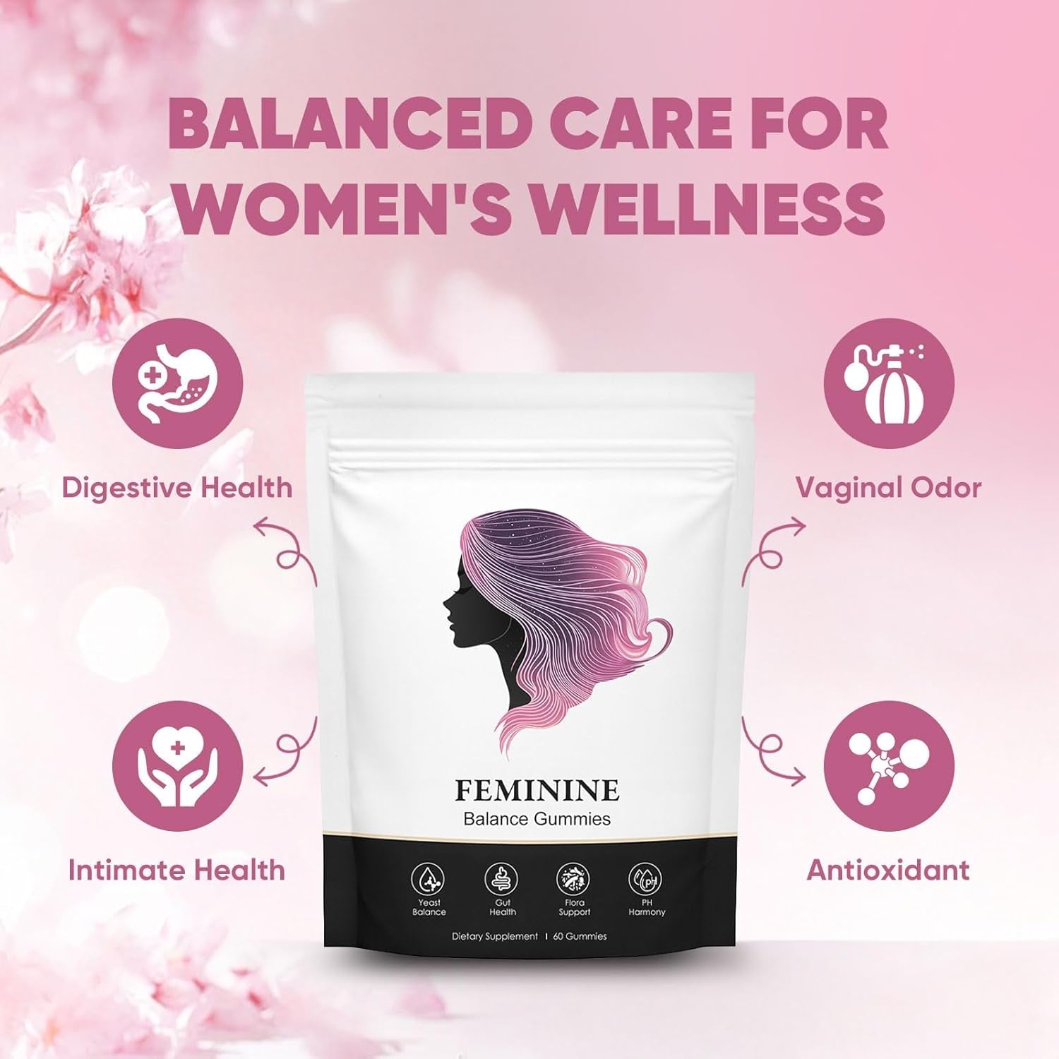 Feminine Balance Gummies for Women, Pineapple Gummies for Women Ph, Women’S Health Probiotics - Ph Balance, Healthy Odor, Flora, Vaginal & Gut Health, Immune Support (1)