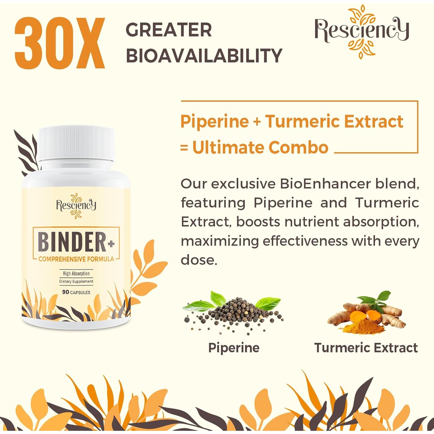 Resciency Detox Binder Supplement – Activated Charcoal, Zeolite, Bentonite Clay, Milk Thistle, Proprietary Blends - Liver & Gut, Max Absorption, 90 Vegan Capsules
