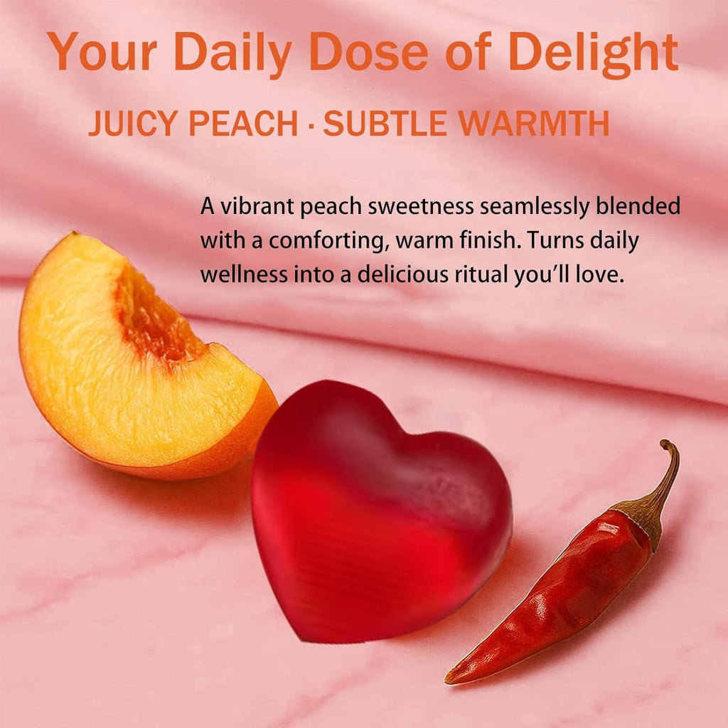 Spicy Gummies Cubes for Couples, Adults Hot Peach Gummy with Chili Pepper, Muira Puama, Maca Root and Epimedium, Plant-Based Daily Wellness Support, Vegan, Non-Gmo – 60 Gummies
