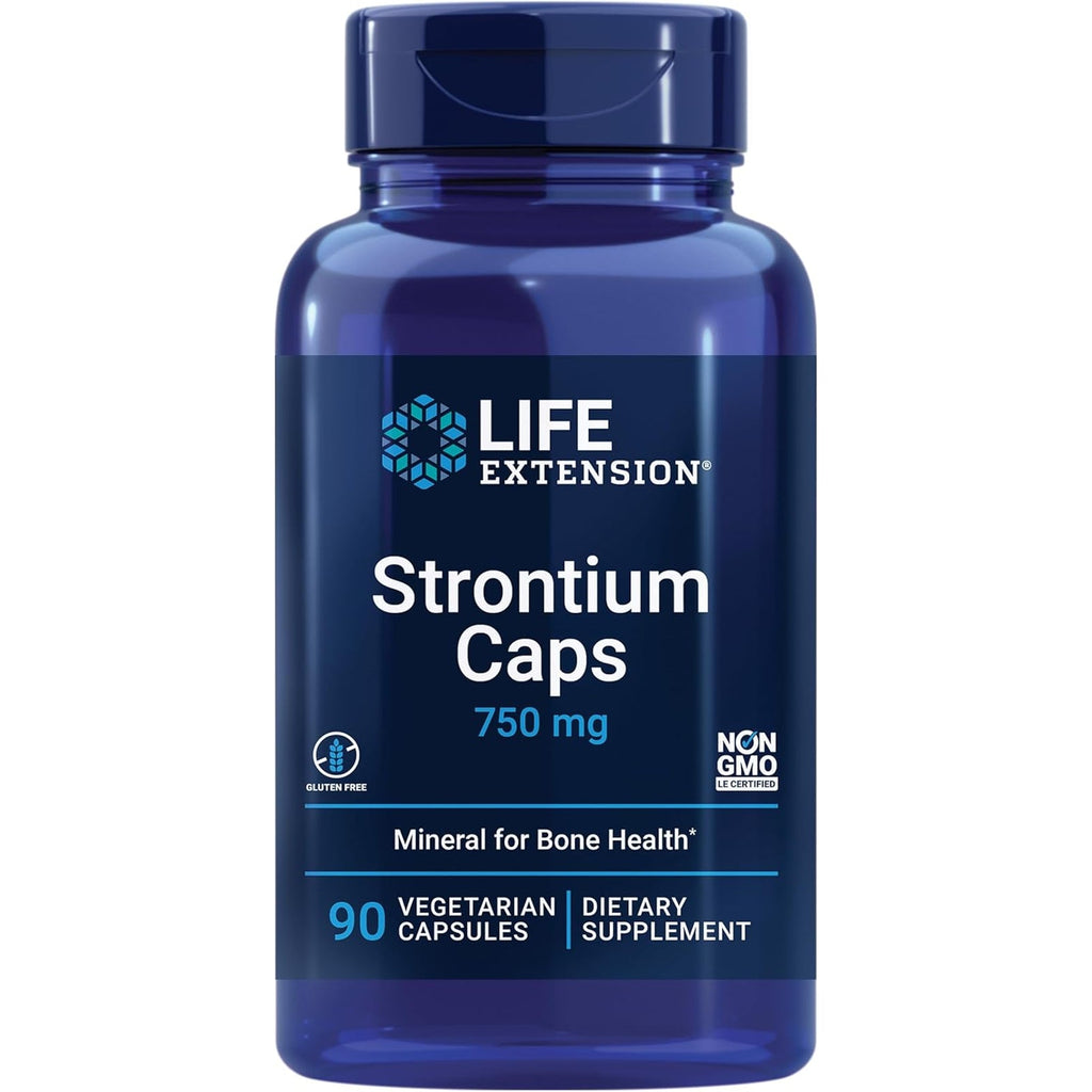 Life Extension Strontium Caps, Trace Mineral for Advanced Bone Health Support, Gluten Free, Non-Gmo, Vegetarian, 90 Capsules