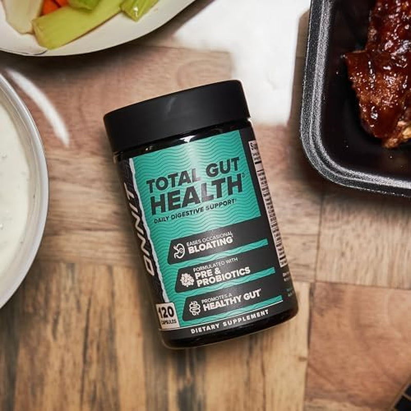 ONNIT Total Gut Health Daily Digestive Support, IGEN Non-Gmo Tested Digestion Supplement for Women and Men with 7 Strains of Probiotics, Prebiotics, Enzymes and Betaine HCL, 120 Count