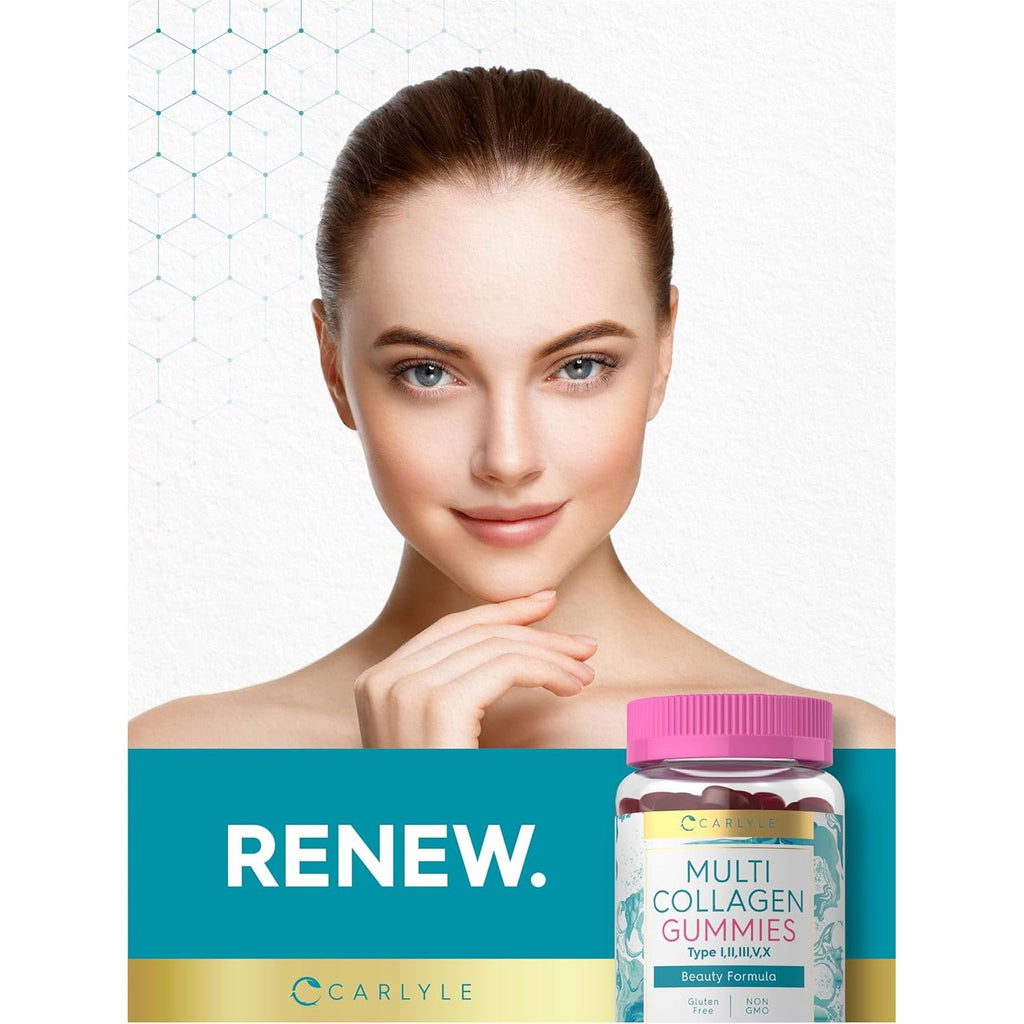Carlyle Collagen Peptides Gummies | 60 Count | Multi Collagen Complex | Beauty Formula Supplement | Mixed Berry Flavor | Non-Gmo, Gluten Free