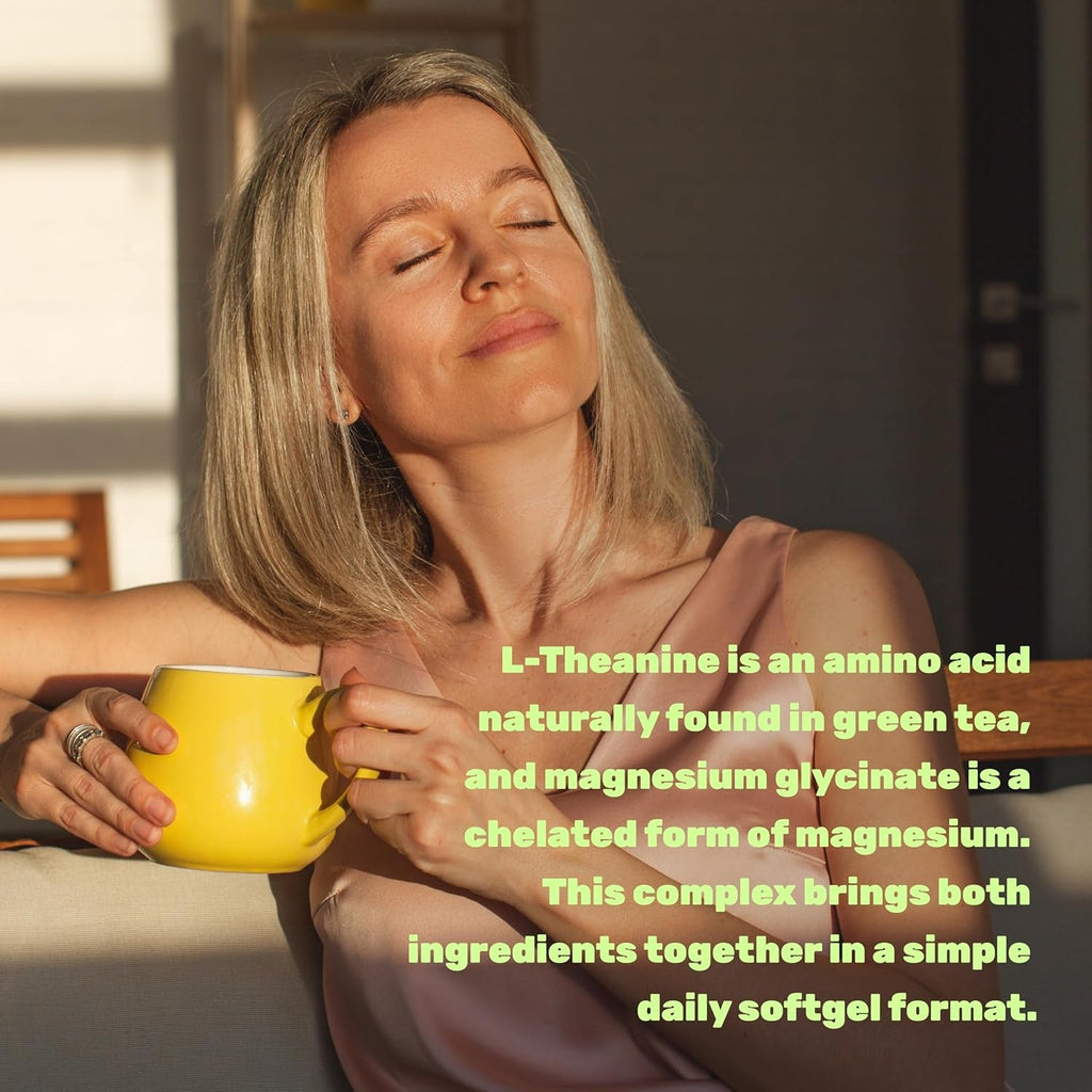 L-Theanine with Magnesium Glycinate, 360 Softgels | L-Theanine 200Mg & Magnesium Glycinate 200Mg per Serving | 2-In-1 Amino Acid & Mineral Complex | Made with Coconut Oil | Non-Gmo, Cgmp Manufactured