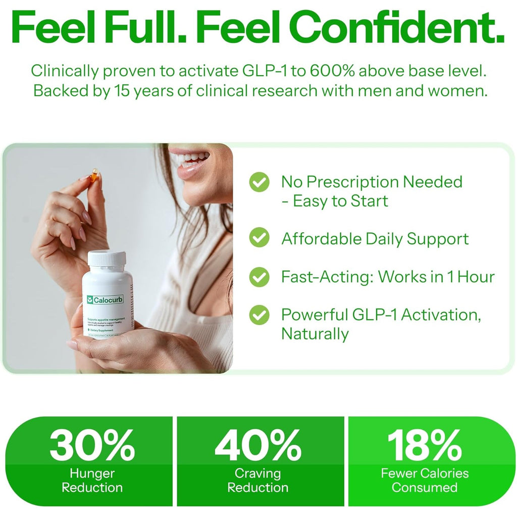 Calorie Control Supplement 6X Natural GLP-1 Support, Official & Patented Amarasate Formula, Plant Based Dietary GLP1 Supplement, Manages Appetite, Hunger & Cravings, 1 Month Average Supply, 90 Count