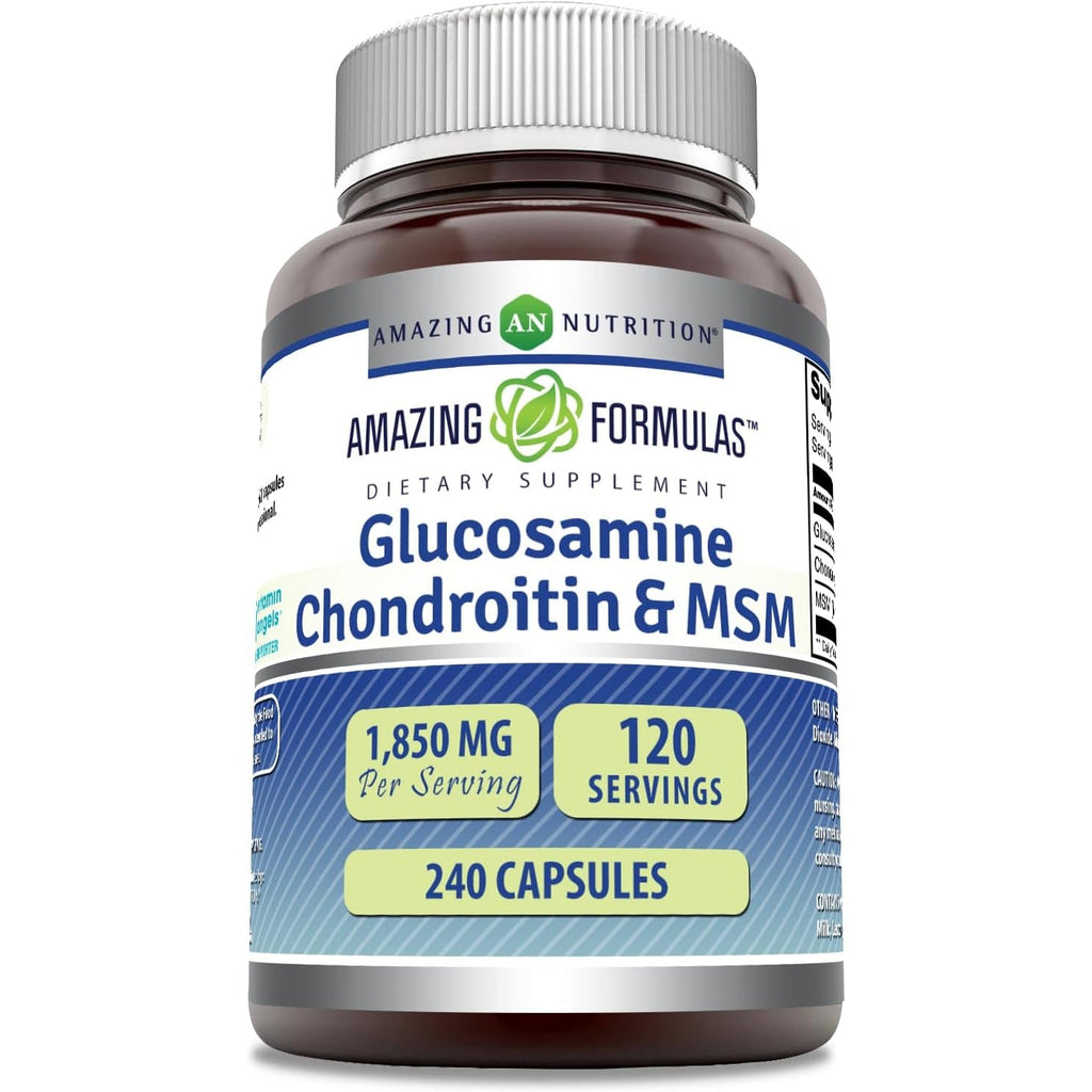 Amazing Formulas Glucosamine Chondroitin & MSM Supplement | 1850 Mg per Serving | 240 Capsules | Non-Gmo | Gluten-Free | Made in USA