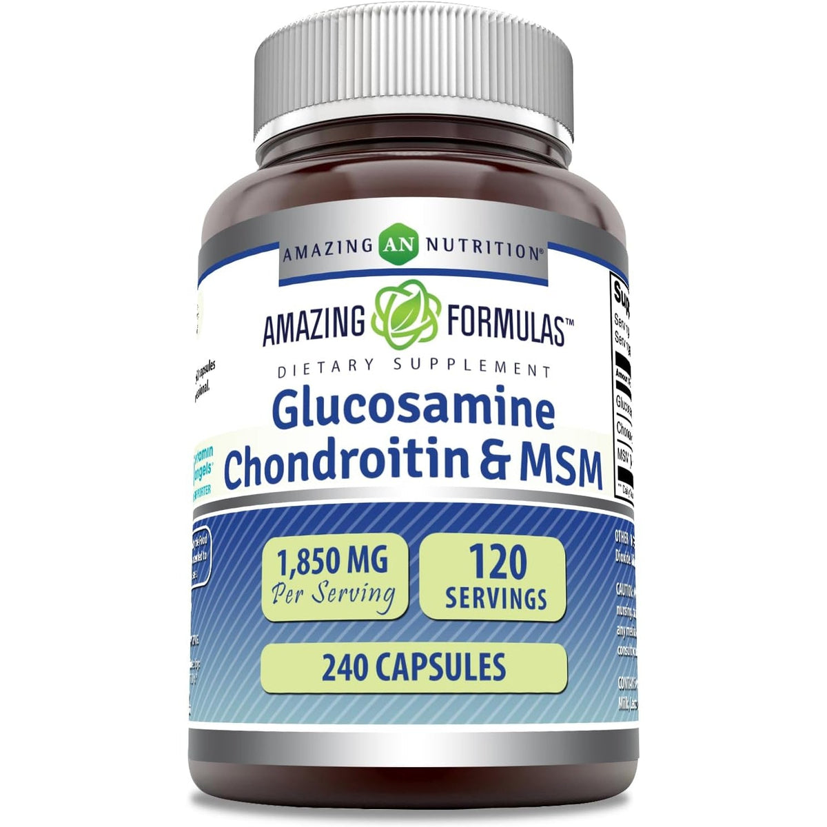 Amazing Formulas Glucosamine Chondroitin & MSM Supplement | 1850 Mg per Serving | 240 Capsules | Non-Gmo | Gluten-Free | Made in USA