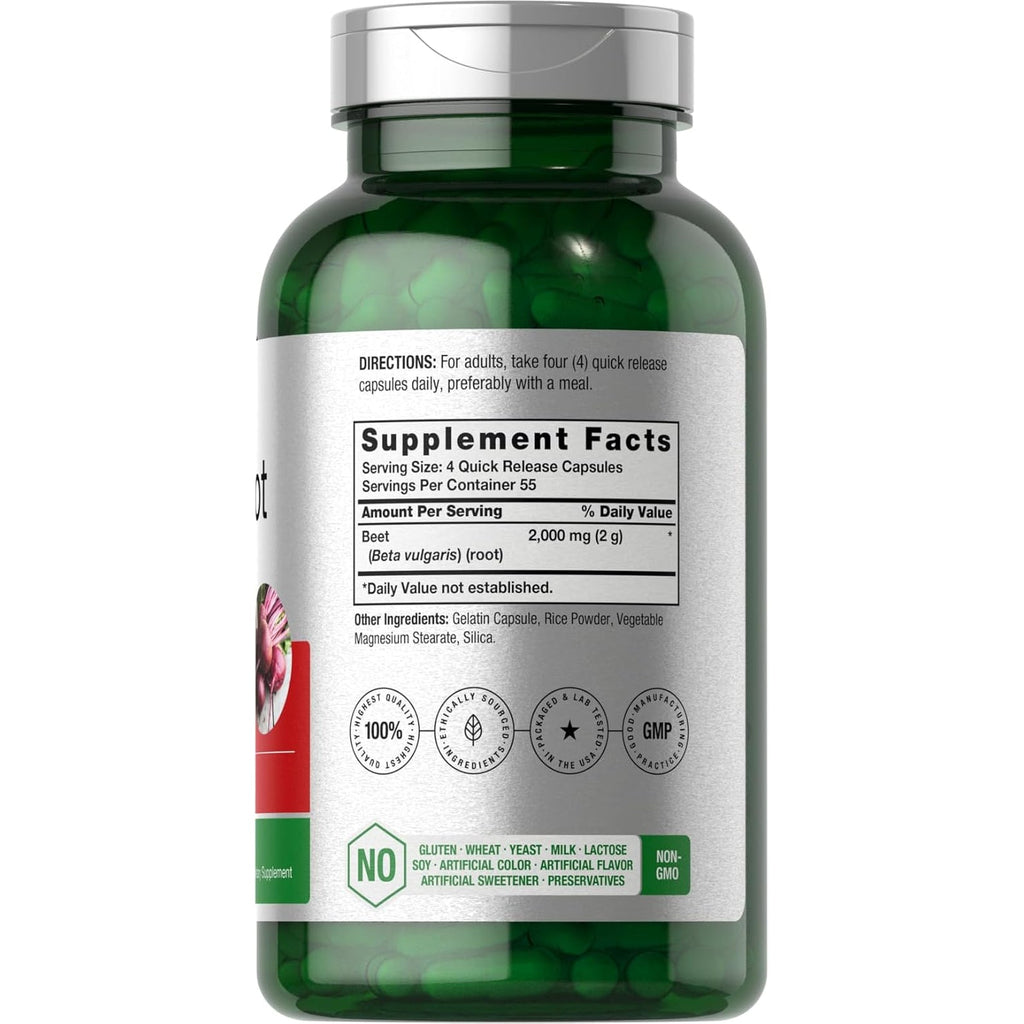 Horbäach Beet Root Powder Capsules | 220 Pills | Herbal Extract | Non-Gmo, Gluten Free Supplement