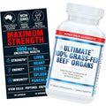 Ultimate 100% Grass Fed Beef Organs Supplement Supports Energy & Whole Body Wellness* with a Complex of Desiccated Beef Liver, Heart, Kidney, Pancreas & Spleen. Pesticide Free & Non-Gmo, 180 Capsules