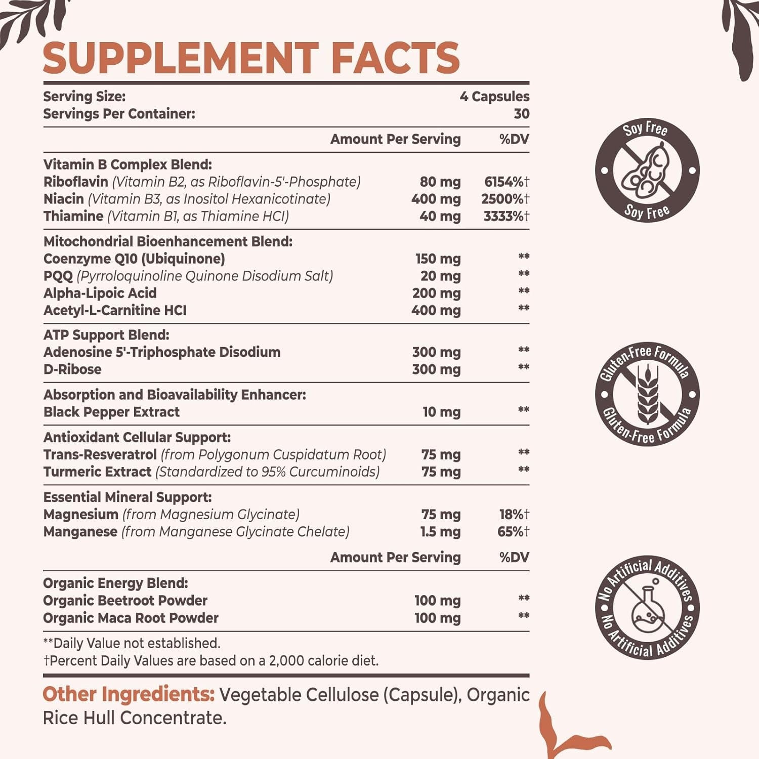Resciency 2326 MG Mitochondrial Supplements with ATP, Vitamins, Coq10 & PQQ, More Effective than Creatine HMB & Nitric Oxide, Energy, Endurance, Strength, Recovery & Muscle, Organic, 120 Capsules