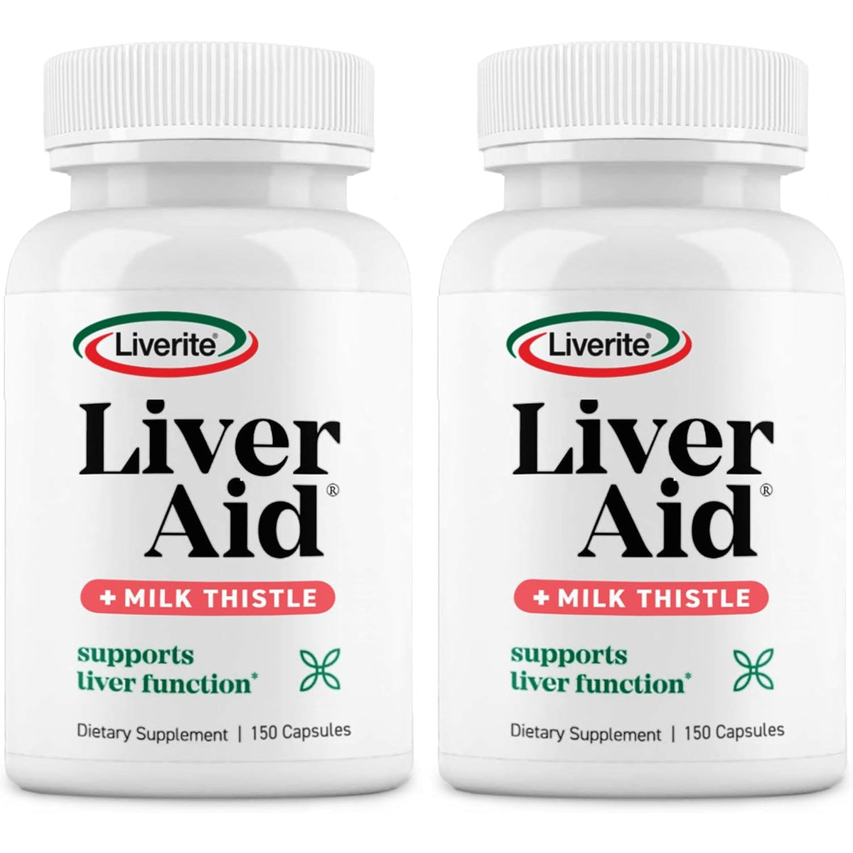 LIVERITE Liver Aid 2-Pack 150 Capsules (Total 300Ct), Supports Healthy Liver Function, Cleansing, Energy and Daily Wellness