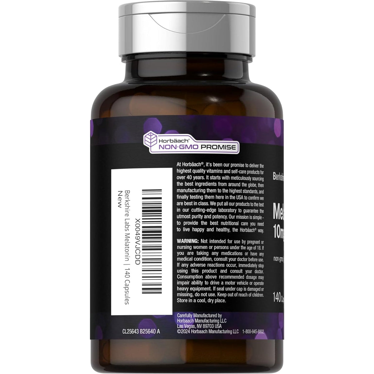 Horbäach Berkshire Labs Melatonin 10Mg | 140 Quick Release Capsules | Extra Strength Formula | Non-Gmo, Gluten Free Supplement