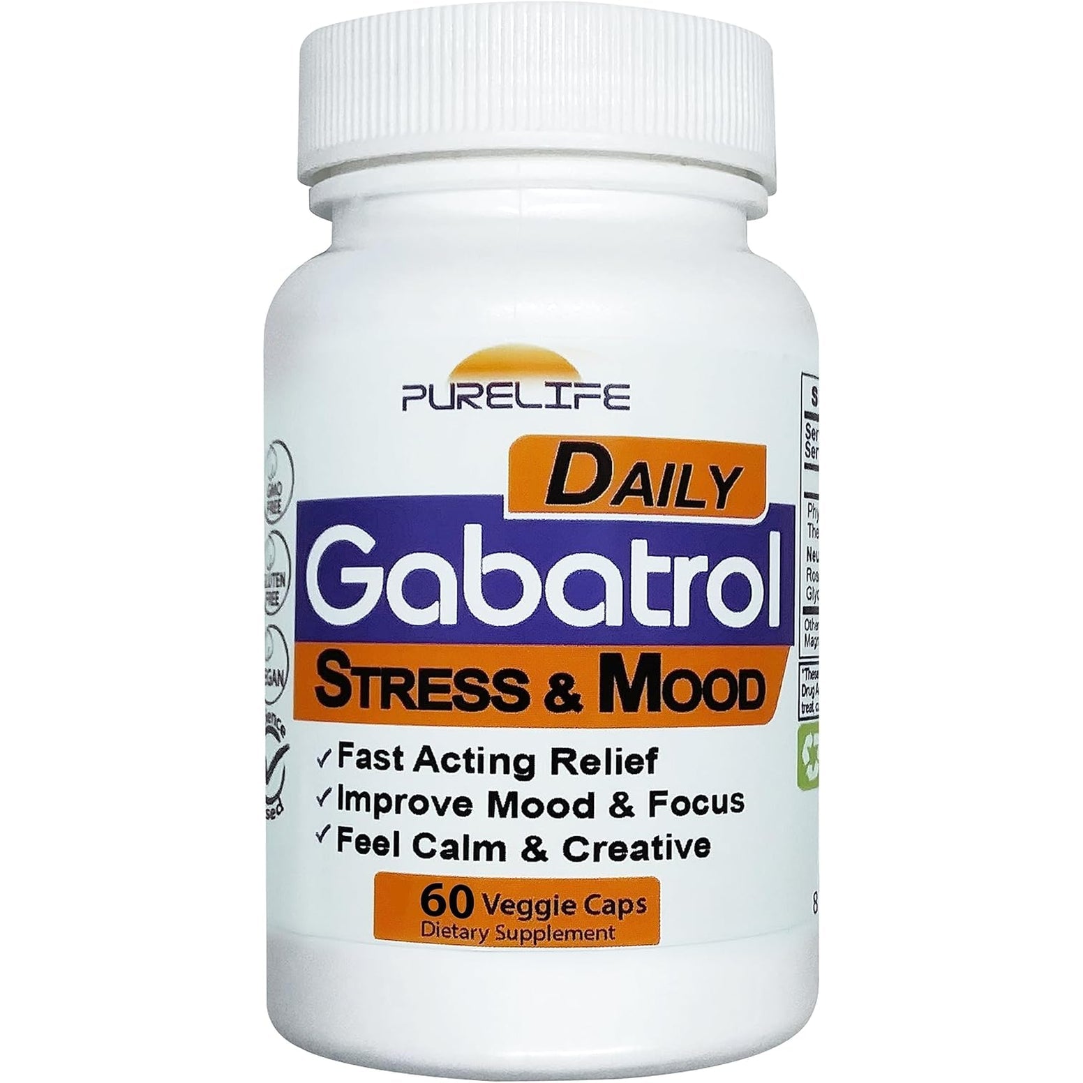 Gabatrol Daily – Plant Based GABA Supplement. Vegetarian and Vegan Friendly (60 Veggie Caps)