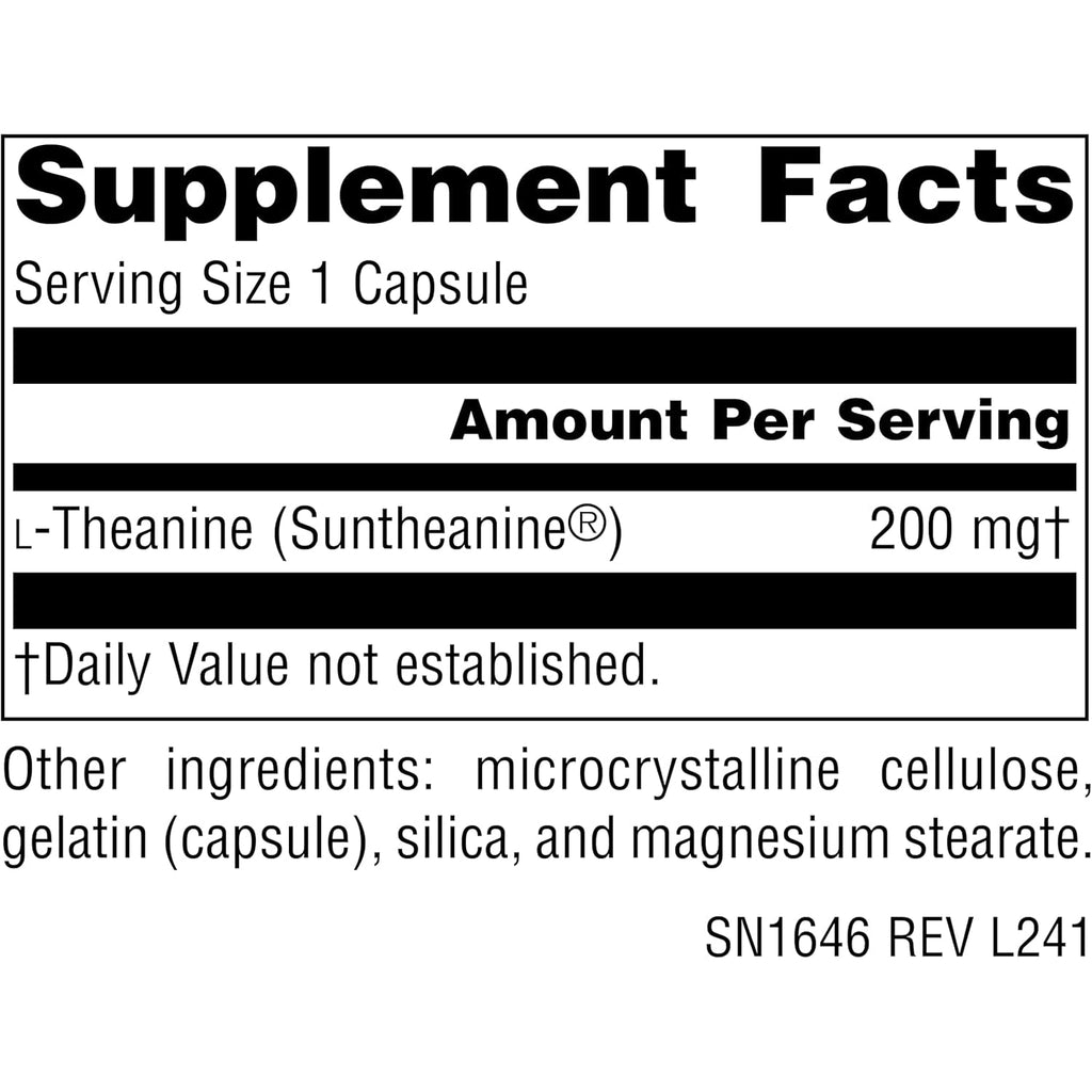 Source Naturals Serene Science L-Theanine, Made with Suntheanine, for Focused Relaxation, 200 Mg - 60 Capsules